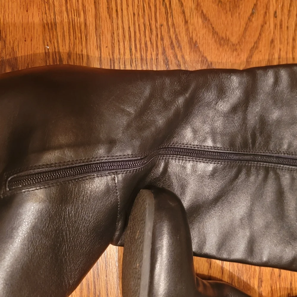 Mercanti Fiorentini Black Genuine Leather Tall Wedge Shoes Heels Boots